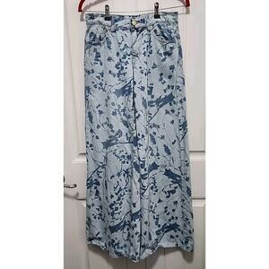 BDG Womens Jeans Size 26 Floral Denim Wide Leg Light Wash Low A-Wide